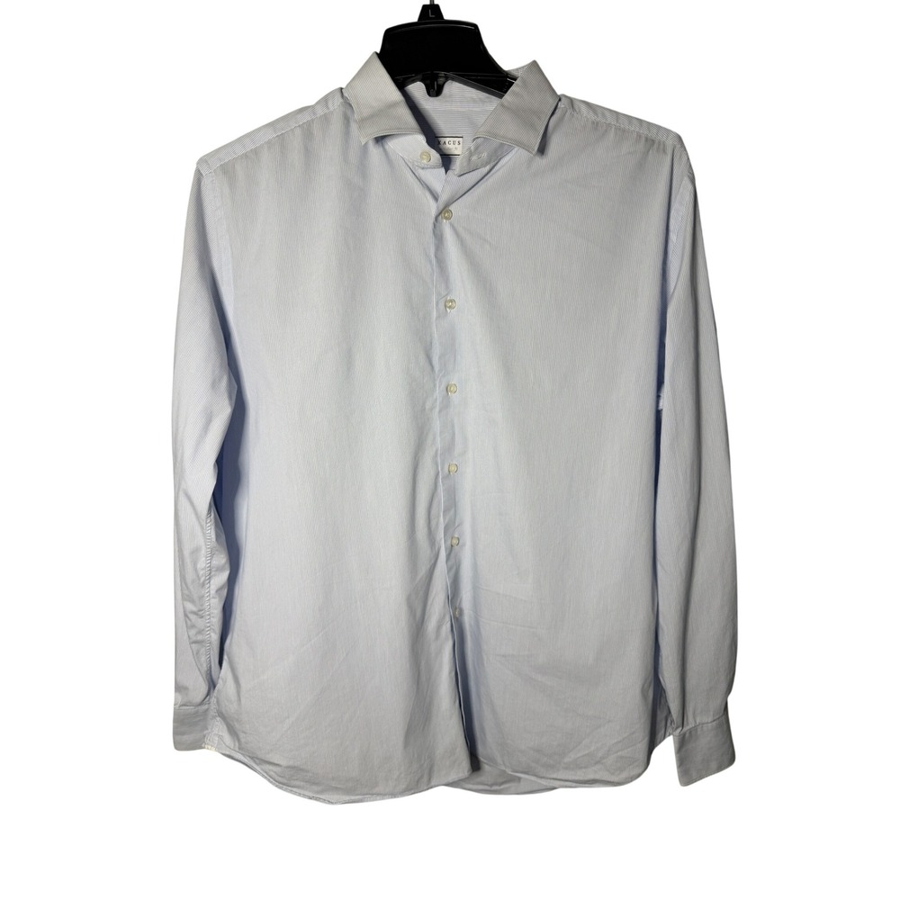 Xacus Evolution Fit XXL Mens Blue White Micro Stripe Button Down Shirt 18/45